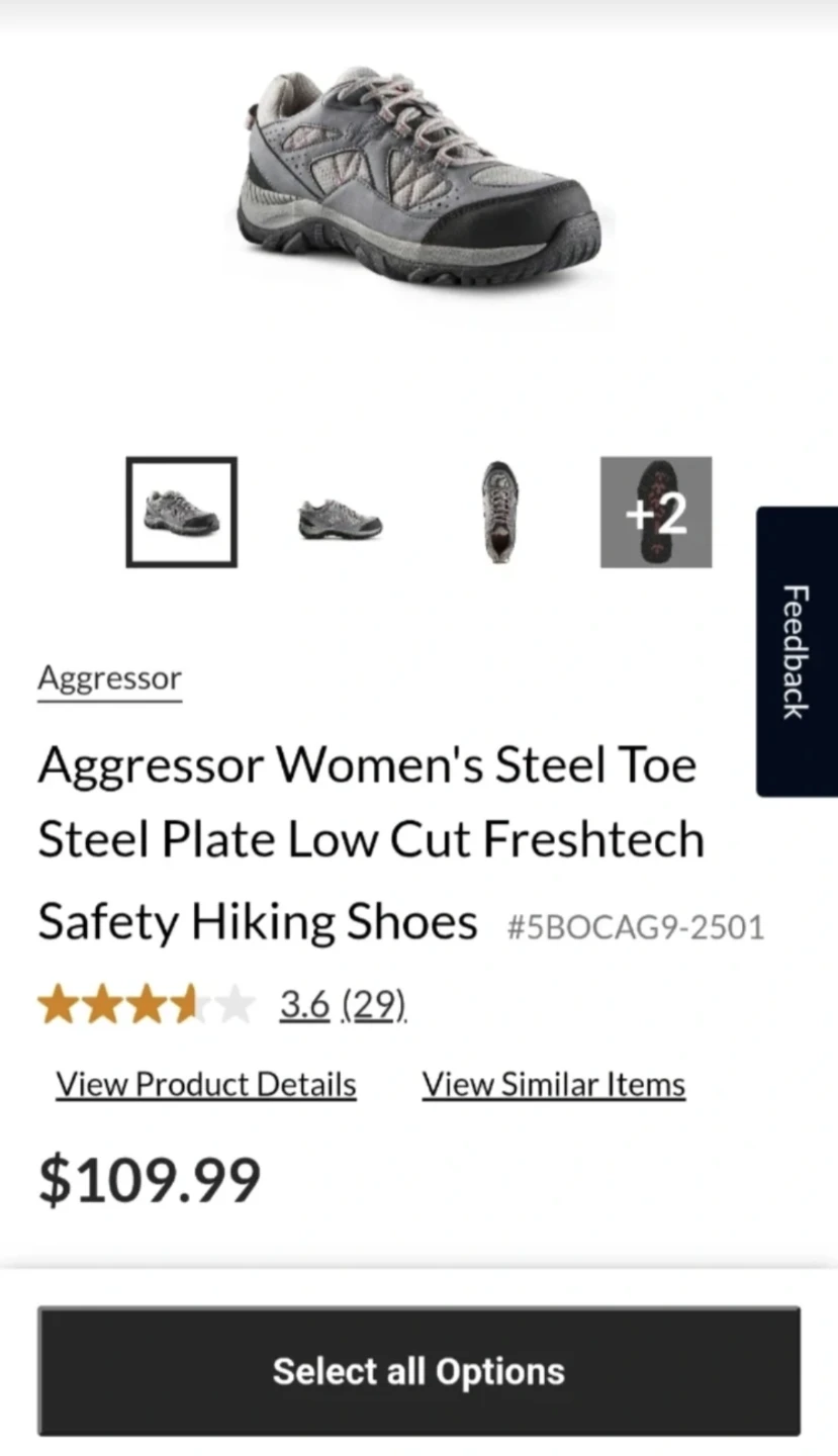 Aggressor Women's Steel Toe Safety Shoes Size 7.5 - photo 2