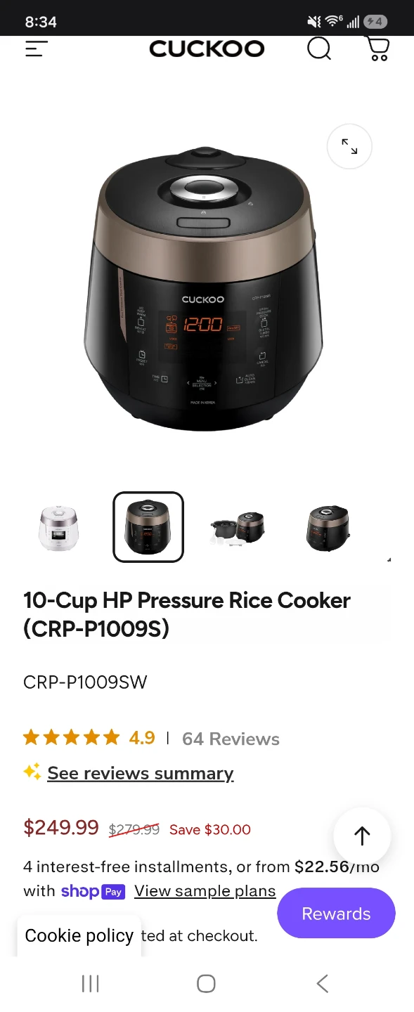 Cuckoo CRP-P1009S 10-Cup Pressure Rice Cooker