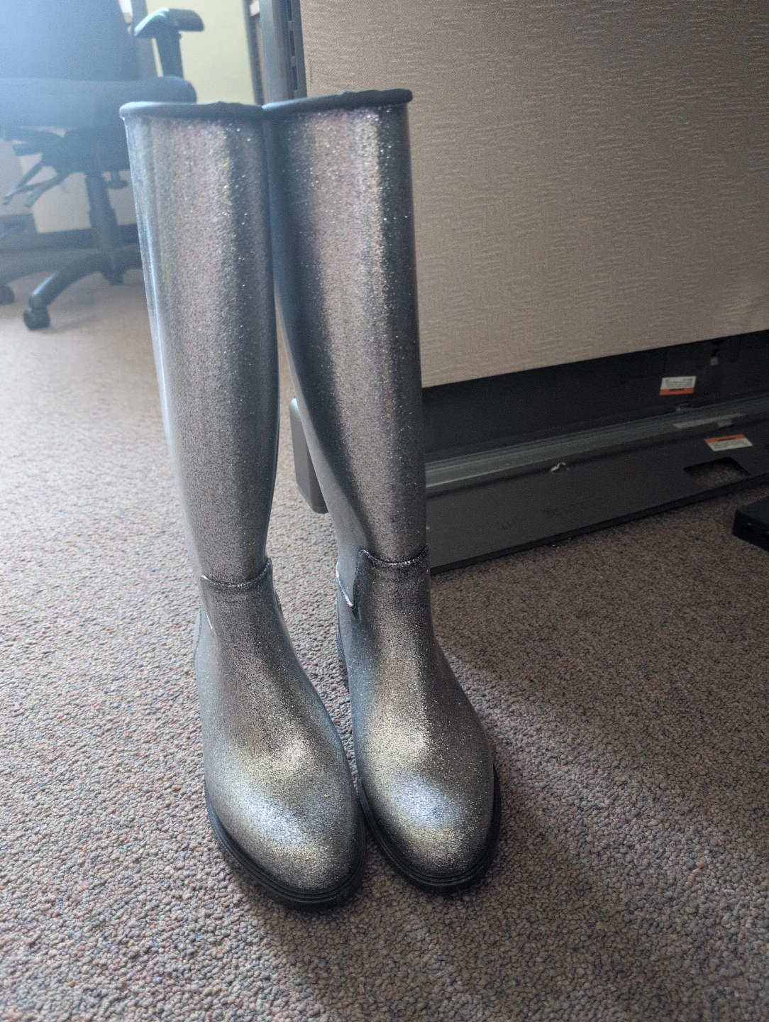 Silver Glitter Rain Boots
