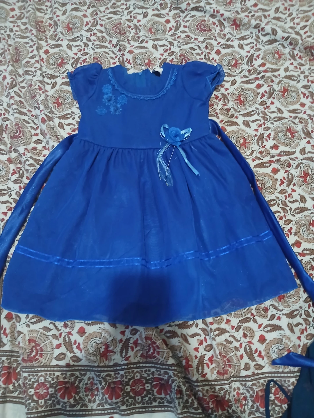 Blue Party Dress with Flower Detail
