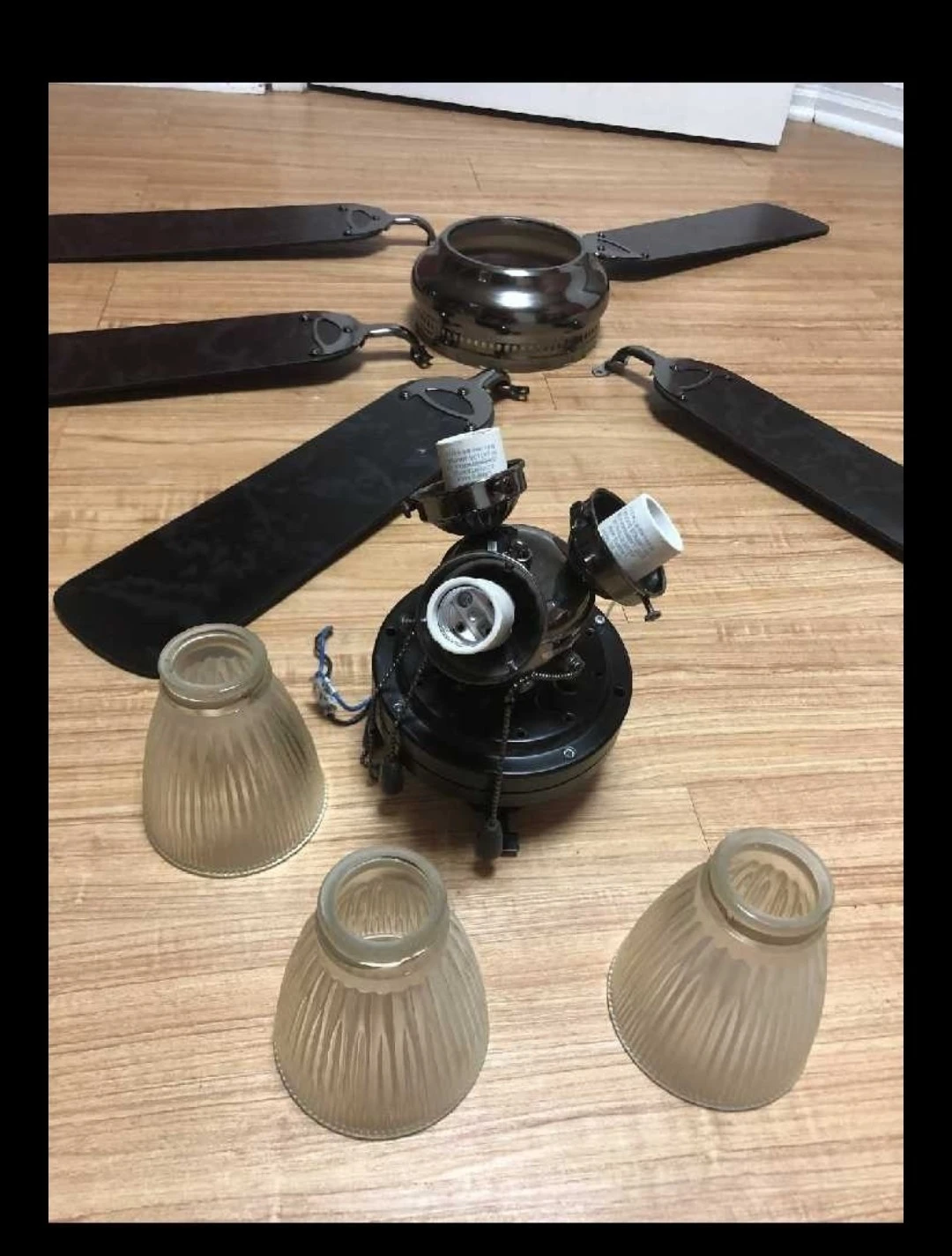 Ceiling Fan with Blades & Light Fixture Black