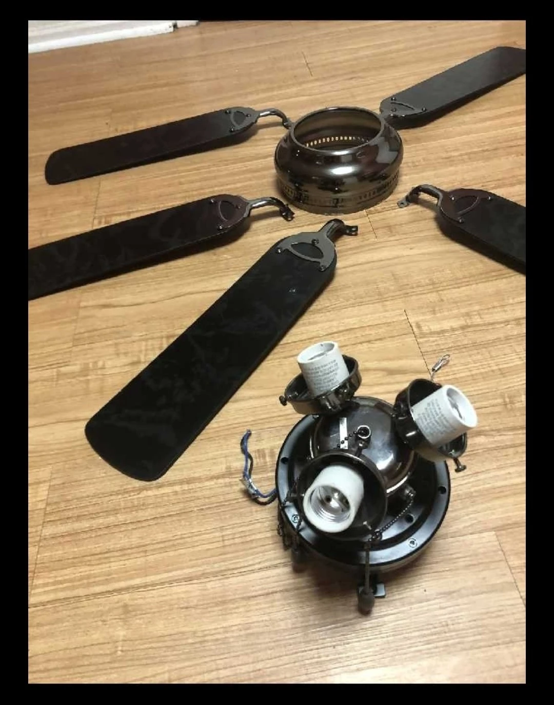Ceiling Fan with Blades & Light Fixture Black - photo 2