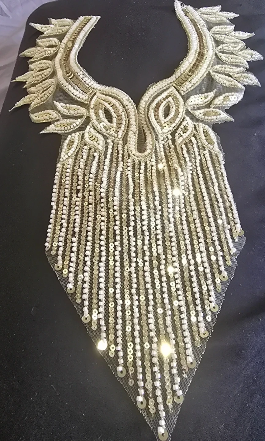 New Embellished Neckline Appliqué with Beads and Sequins - photo 2