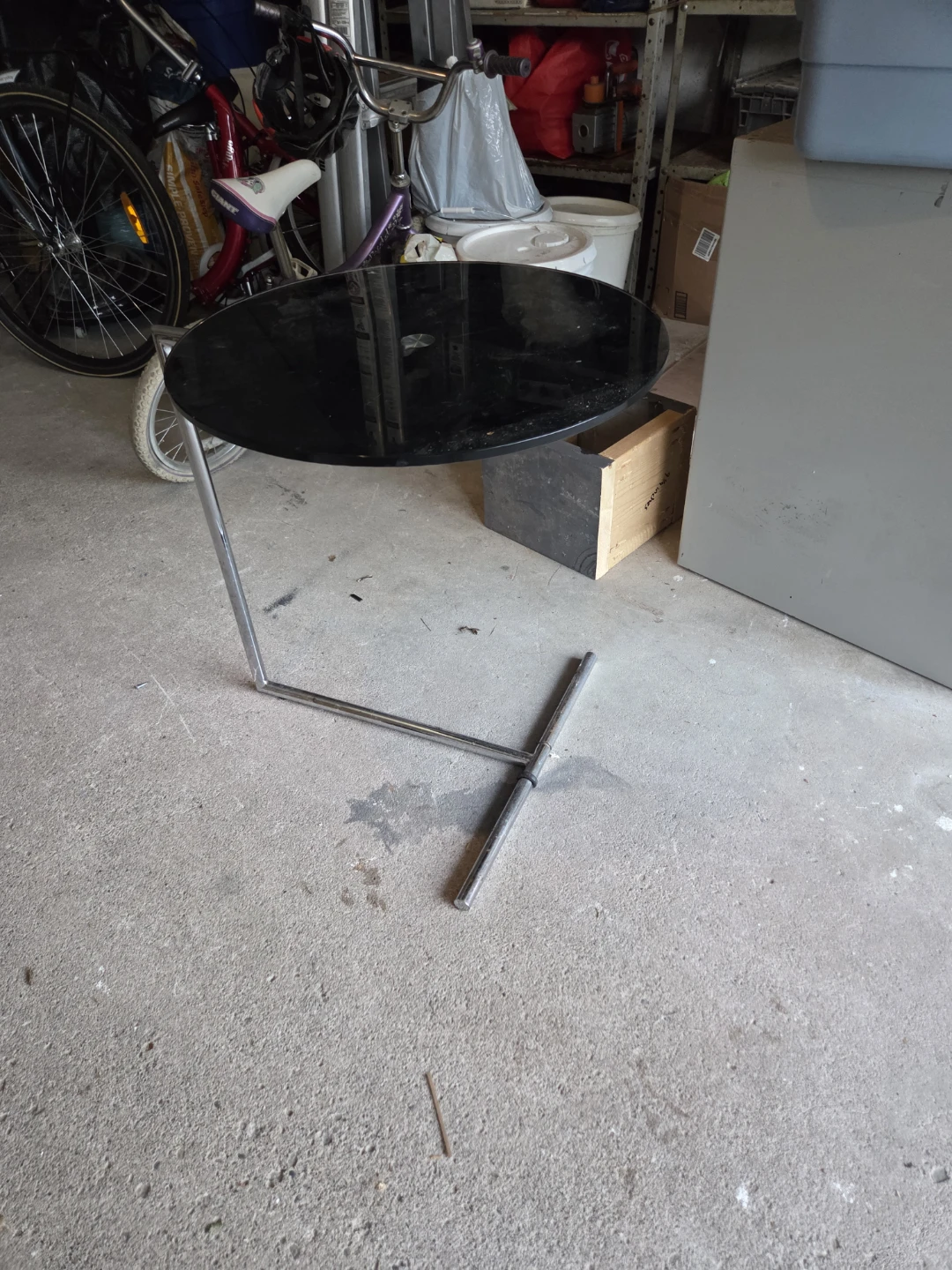 Black Round Glass Top Side Table
