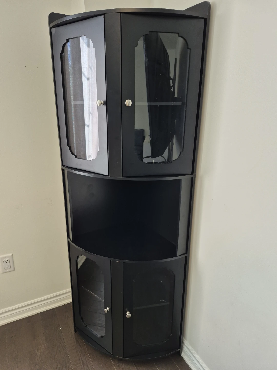 Black Corner Cabinet with Glass Doors - photo 4