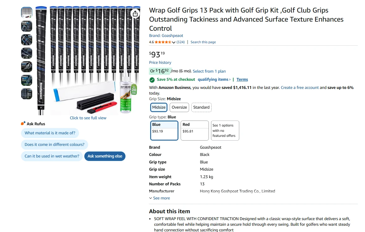 Golf Grips 13 Pack Midsize Blue - photo 2