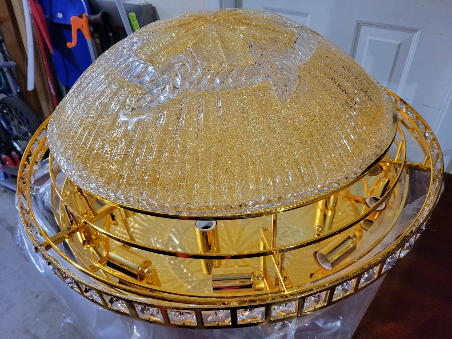 25" Diameter Gold Chandelier Light Fixture, Brand New. - photo 4