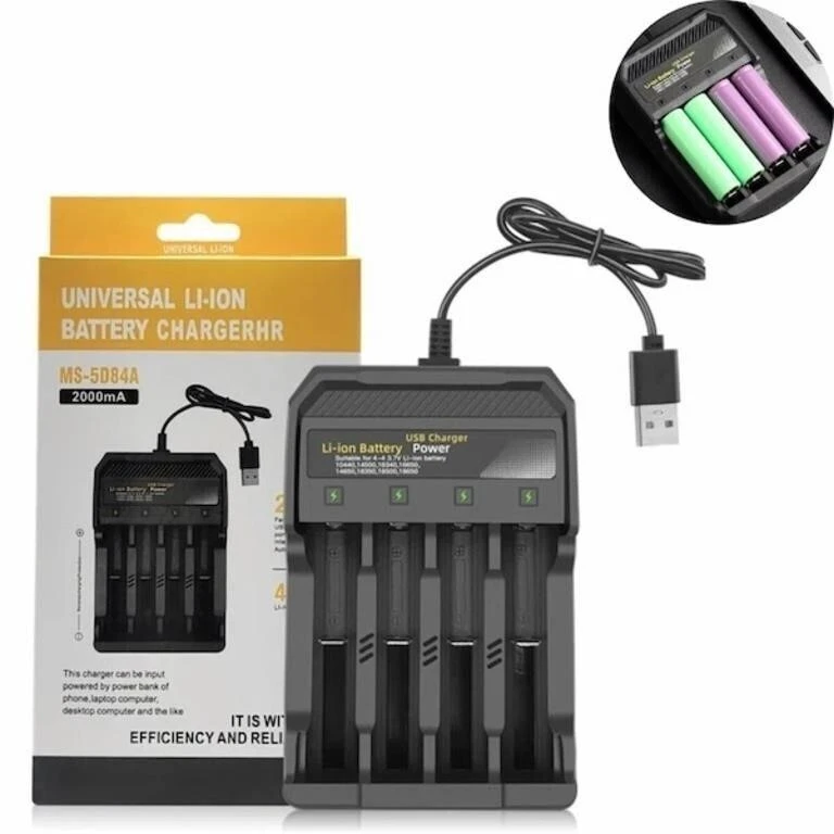 Universal Battery Charger USB Four-Slot Lithium