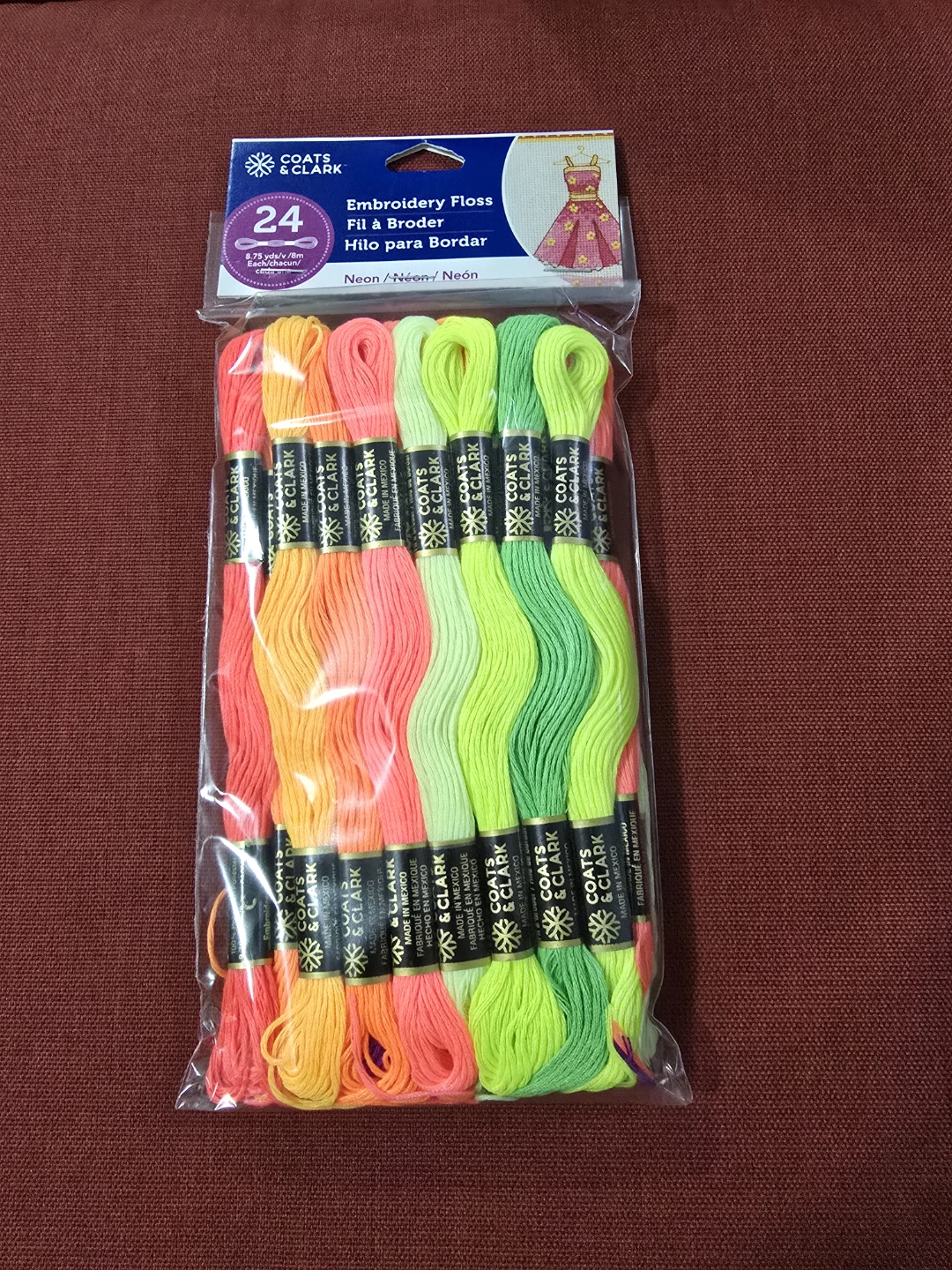 Coats & Clark Embroidery Floss Neon Colour's (24 Ct)
