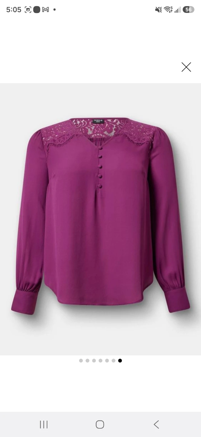 Torrid Harper Georgette Lace Trim Blouse