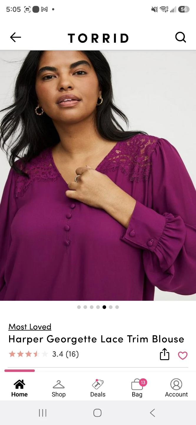 Torrid Harper Georgette Lace Trim Blouse - photo 2