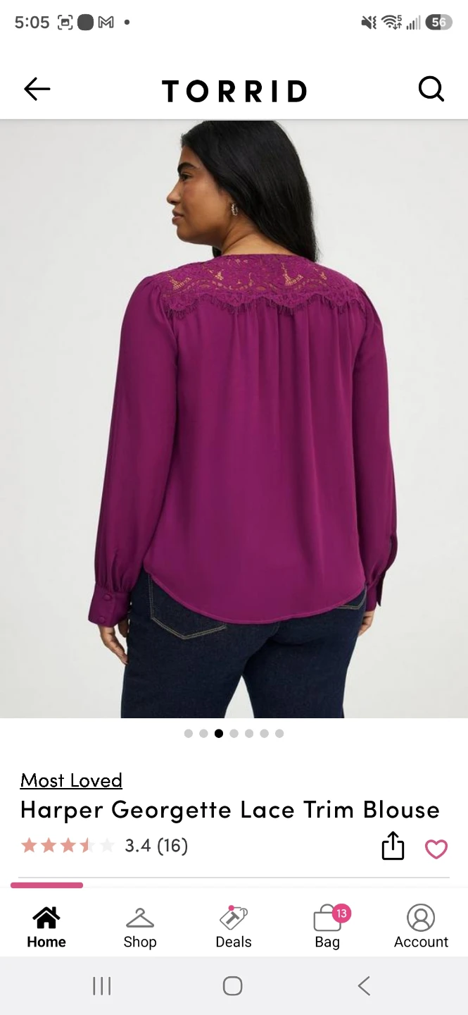 Torrid Harper Georgette Lace Trim Blouse - photo 3