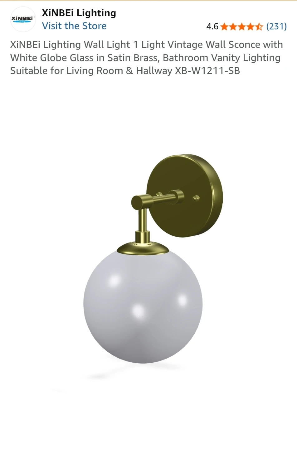 XinBei Lighting Wall Sconce Satin Brass - photo 3