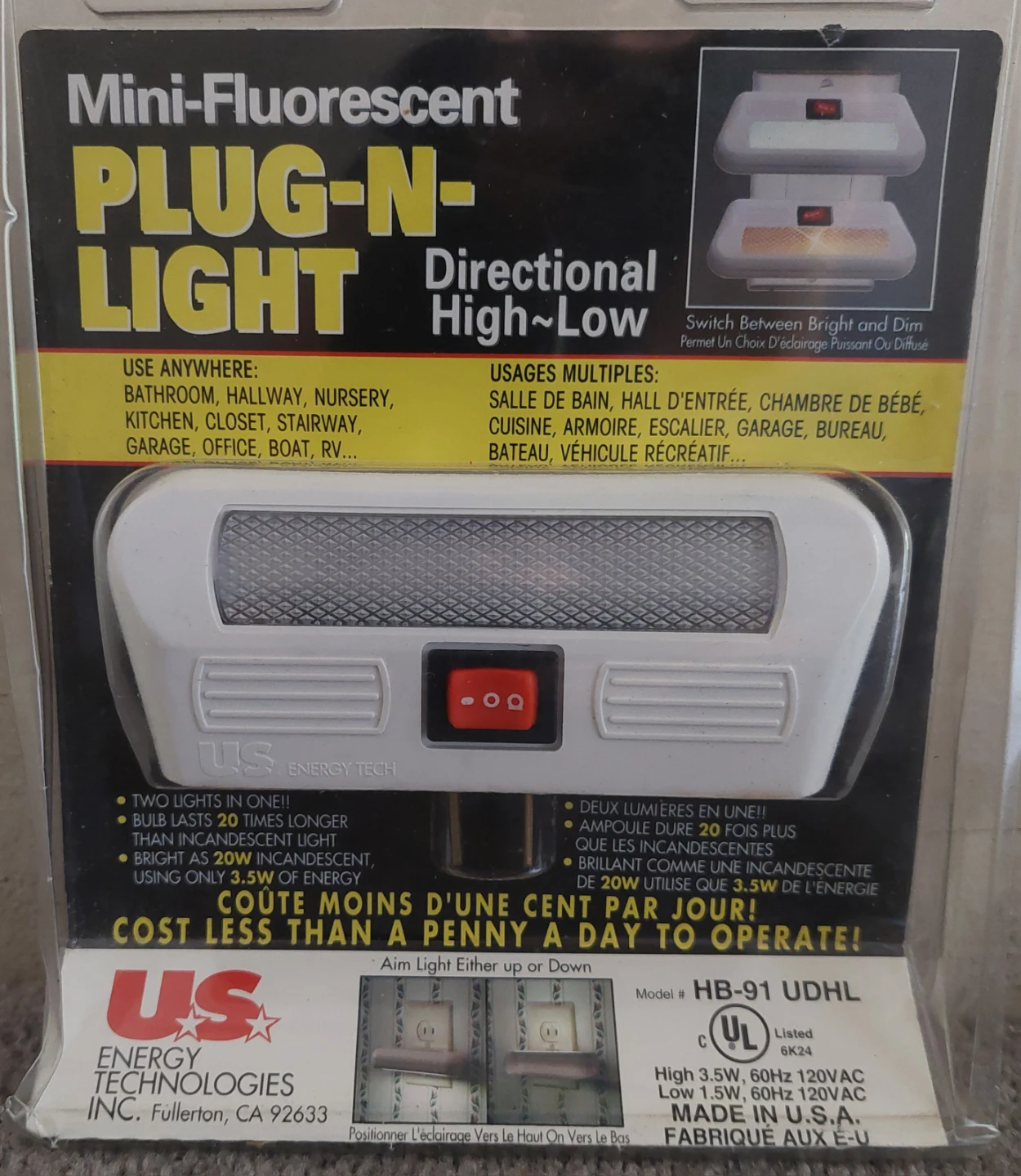 US Energy Technologies Mini-Fluorescent Plug-N-Light Directional