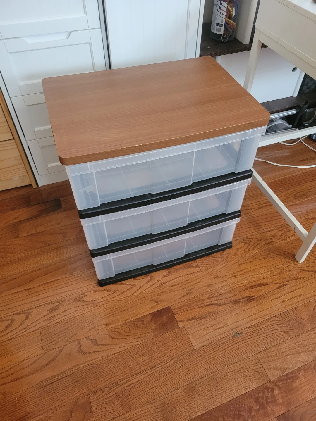 3-Drawer Storage Unit with Wood Top