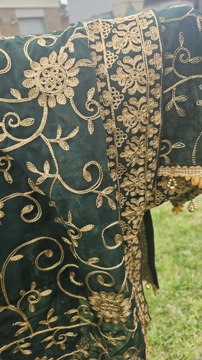Green Embroidered Dress with Dupatta - Haykay.com - photo 2