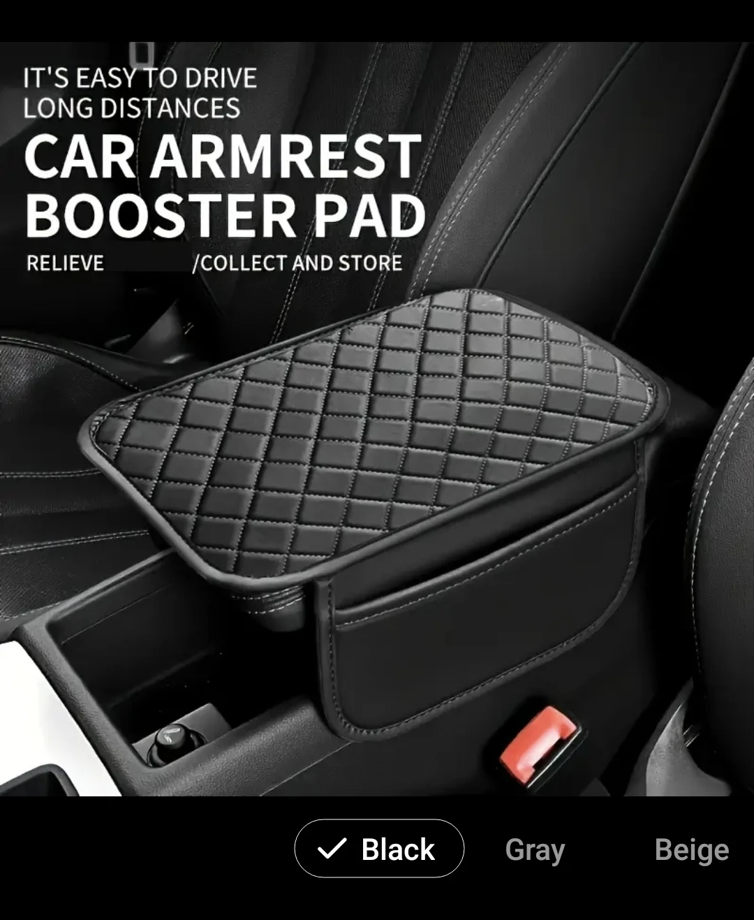 Car Armrest Booster Pad with Storage