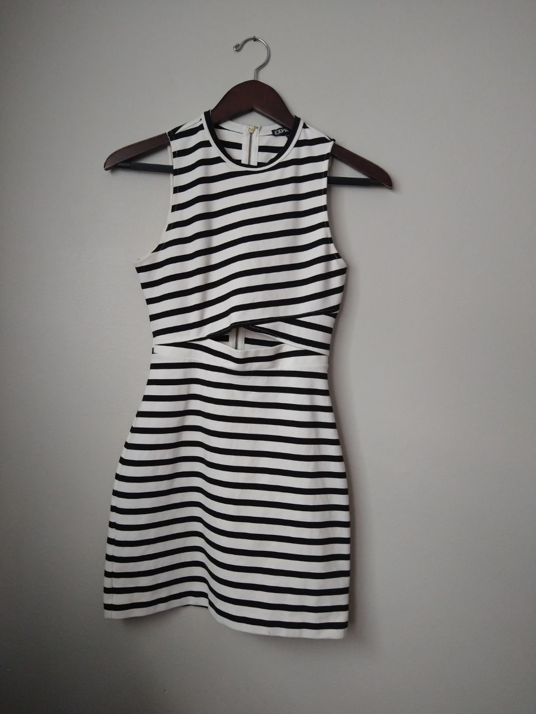 Express Black & White Striped Bodycon Dress Size 0