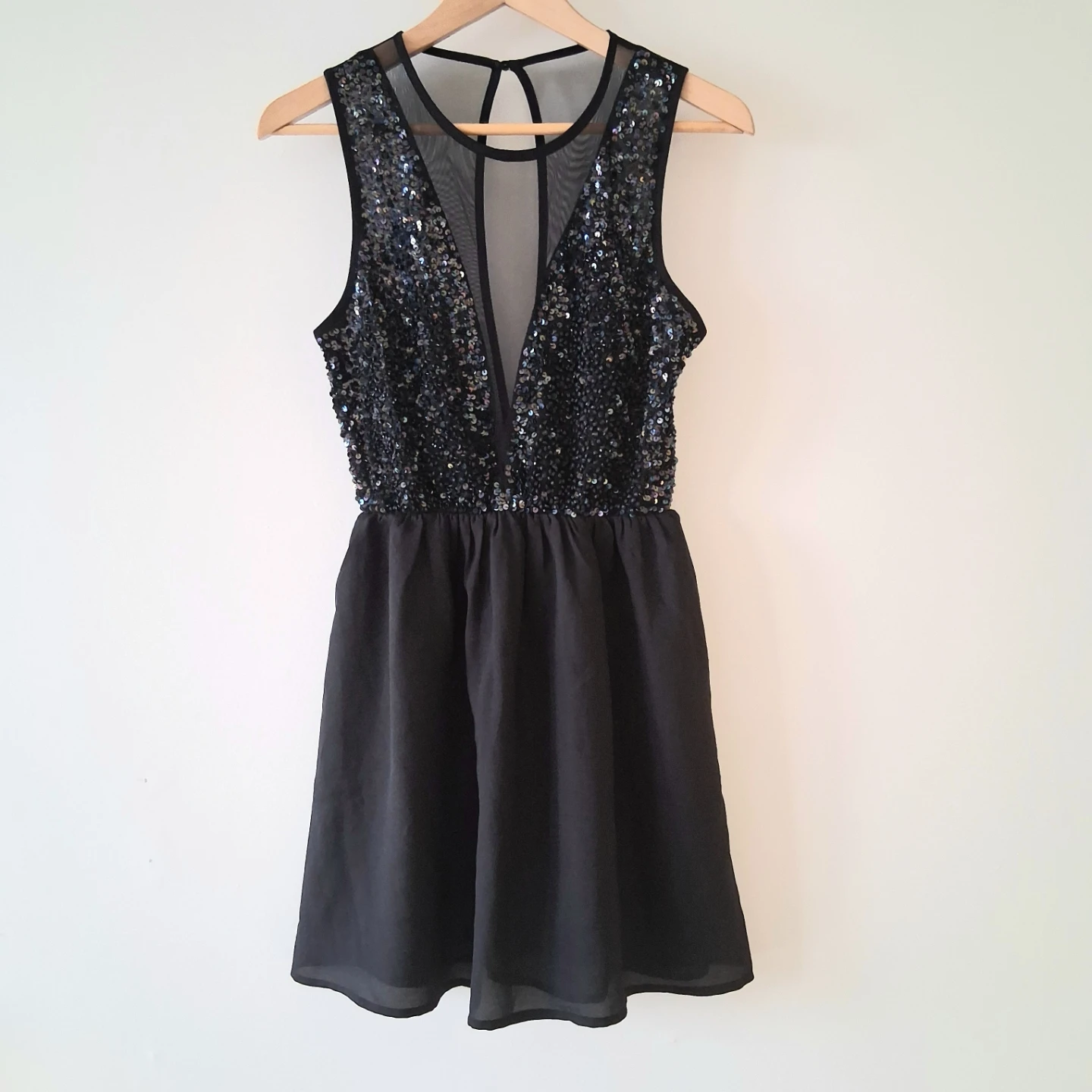 Sequin Open Back Dress, Women Sz S