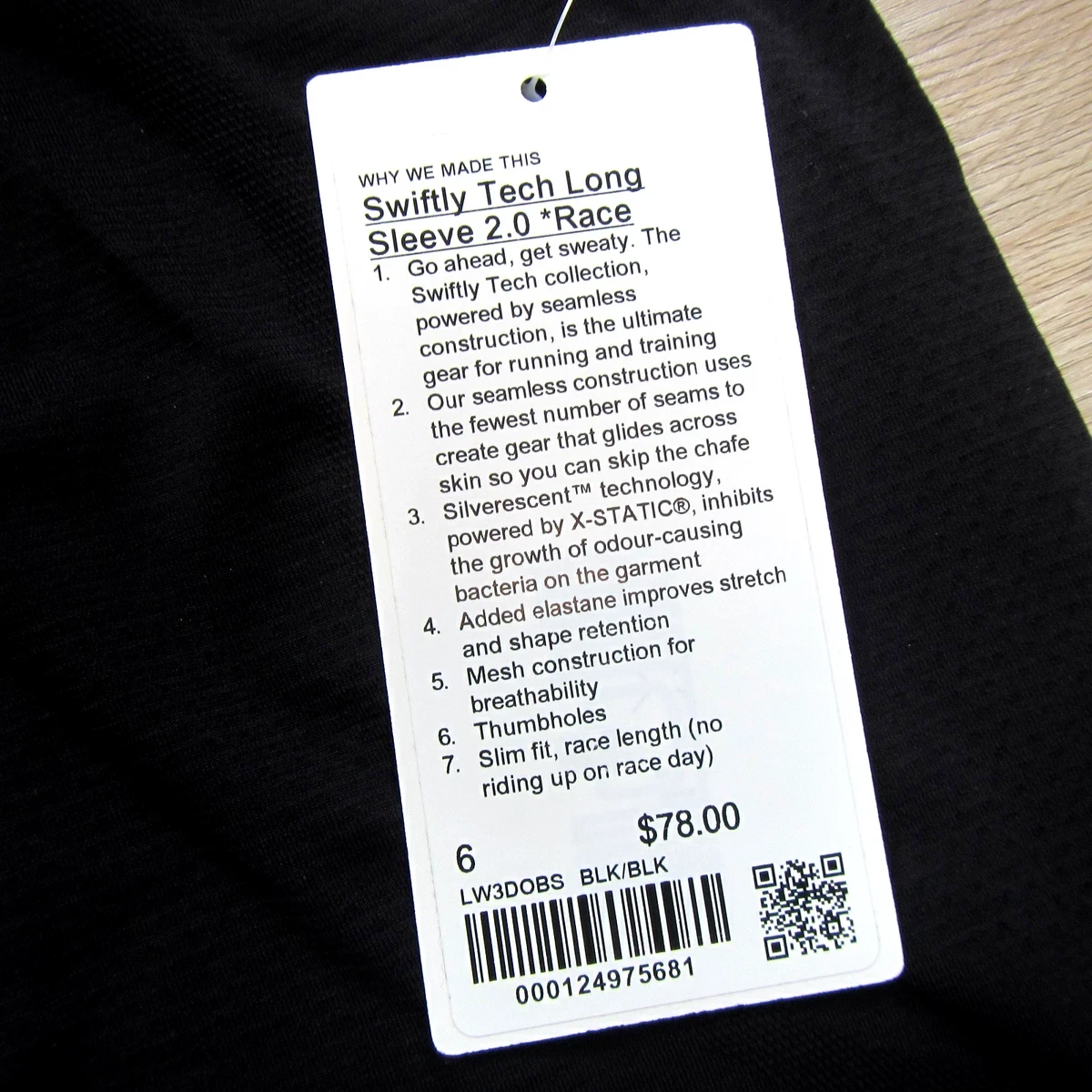 Lululemon Swiftly Tech Long Sleeve *Race Top - Black - Size 6 - photo 2