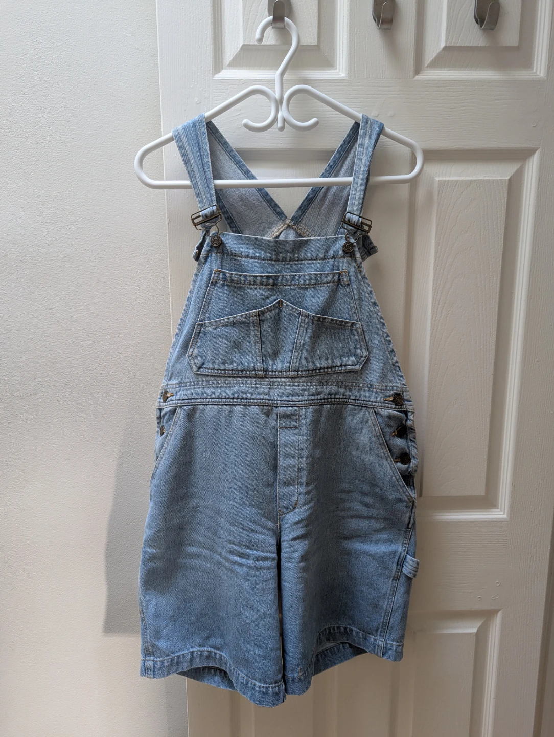 Light Wash Denim Short Overalls 100% Cotton - photo 3