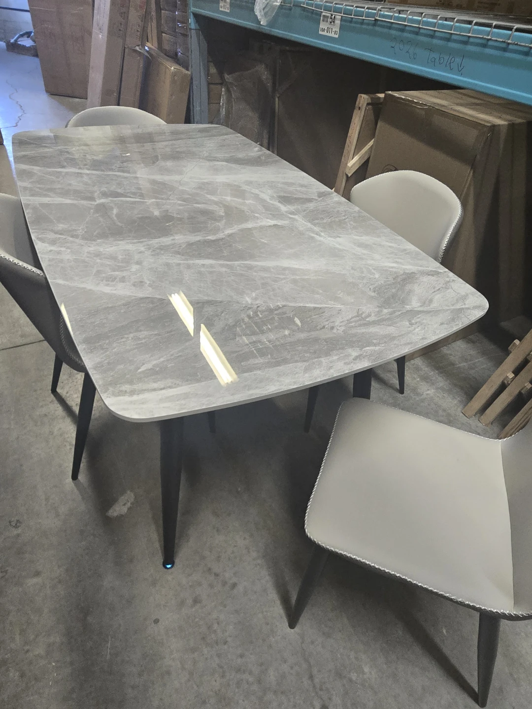 Marble Dining Table Set with 4 Chairs