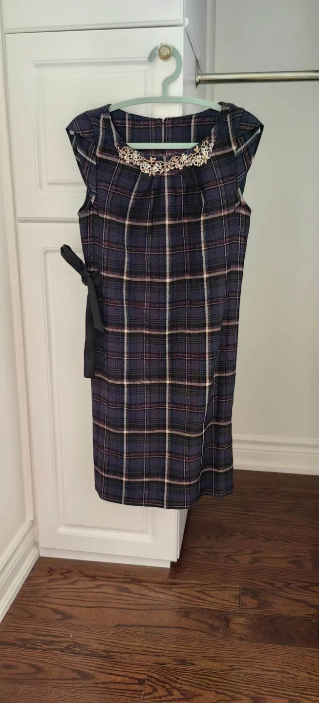 Tartan Plaid Dress with Lace Collar