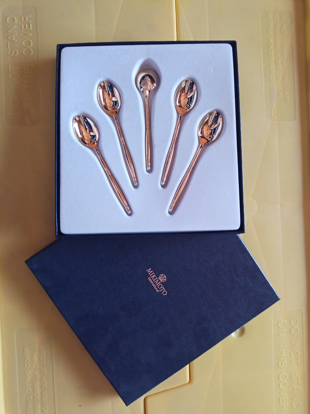 Mikimoto Gold Plated Pearl Spoon Set 5pcs with Original Box