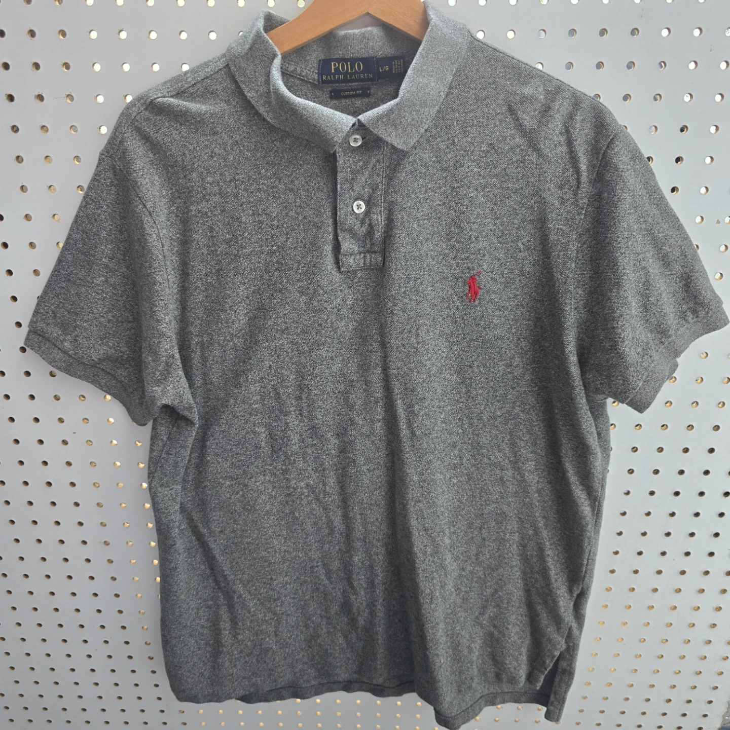 Polo Ralph Lauren Men's Grey Custom Fit Polo Shirt L/G