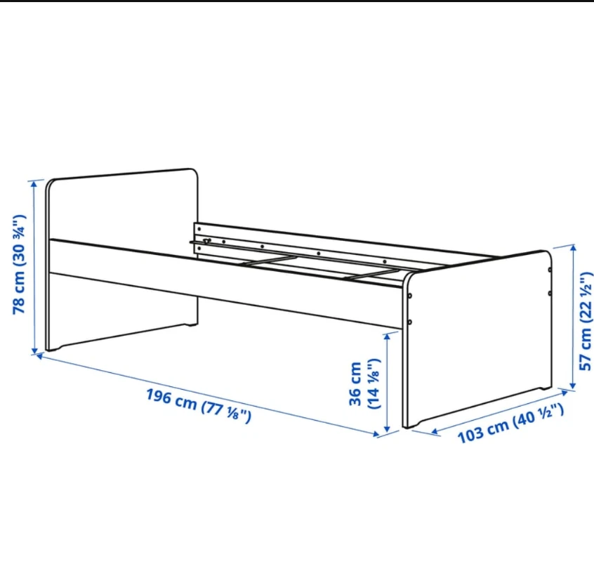 White Twin Bed Frame with twin mattress