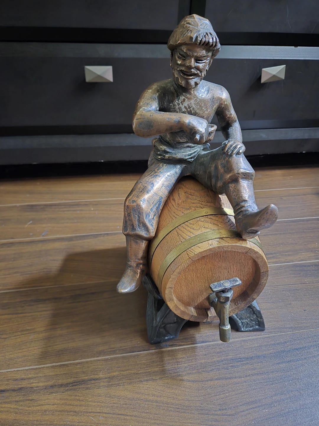 Vintage Barrel Man Figurine with Tap