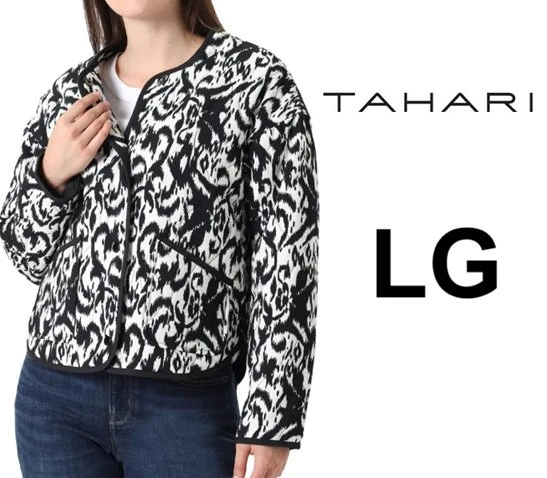 Tahari Women's Black & White Print Jacket - Large