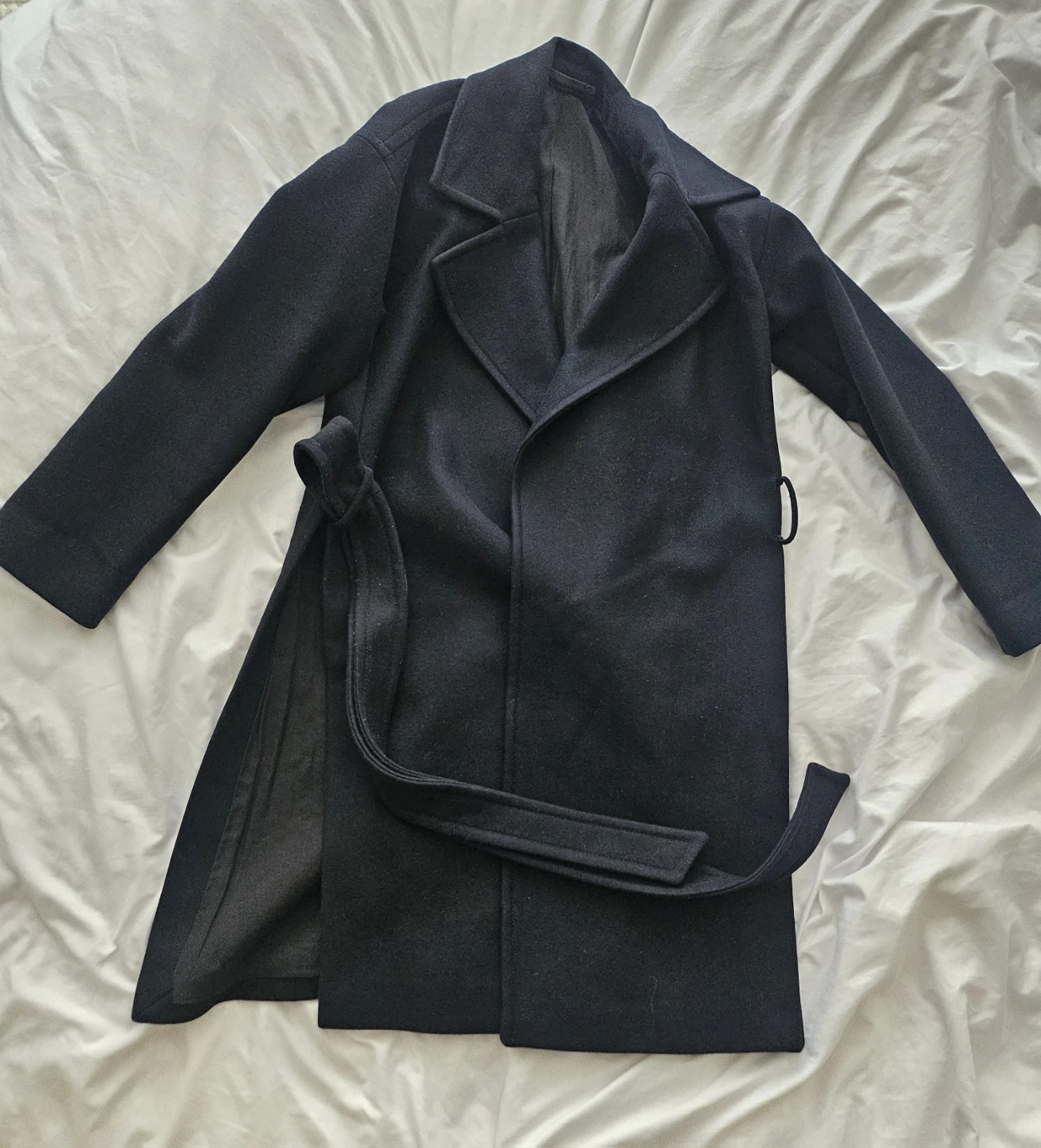 AllSaints Black Wool Blend Coat X-Small