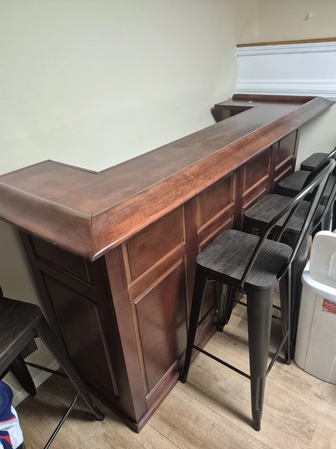 Wooden Bar with Stools