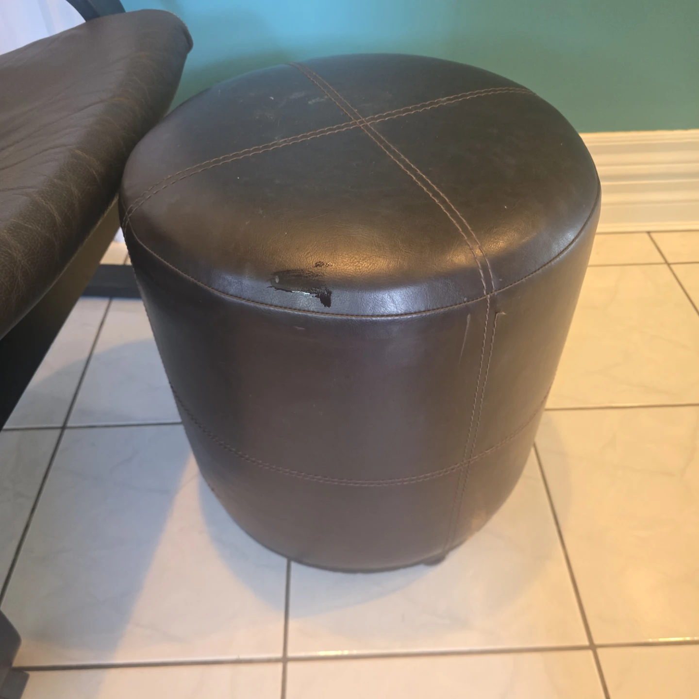 Brown Leather Recliner Chair with Ottoman - photo 3