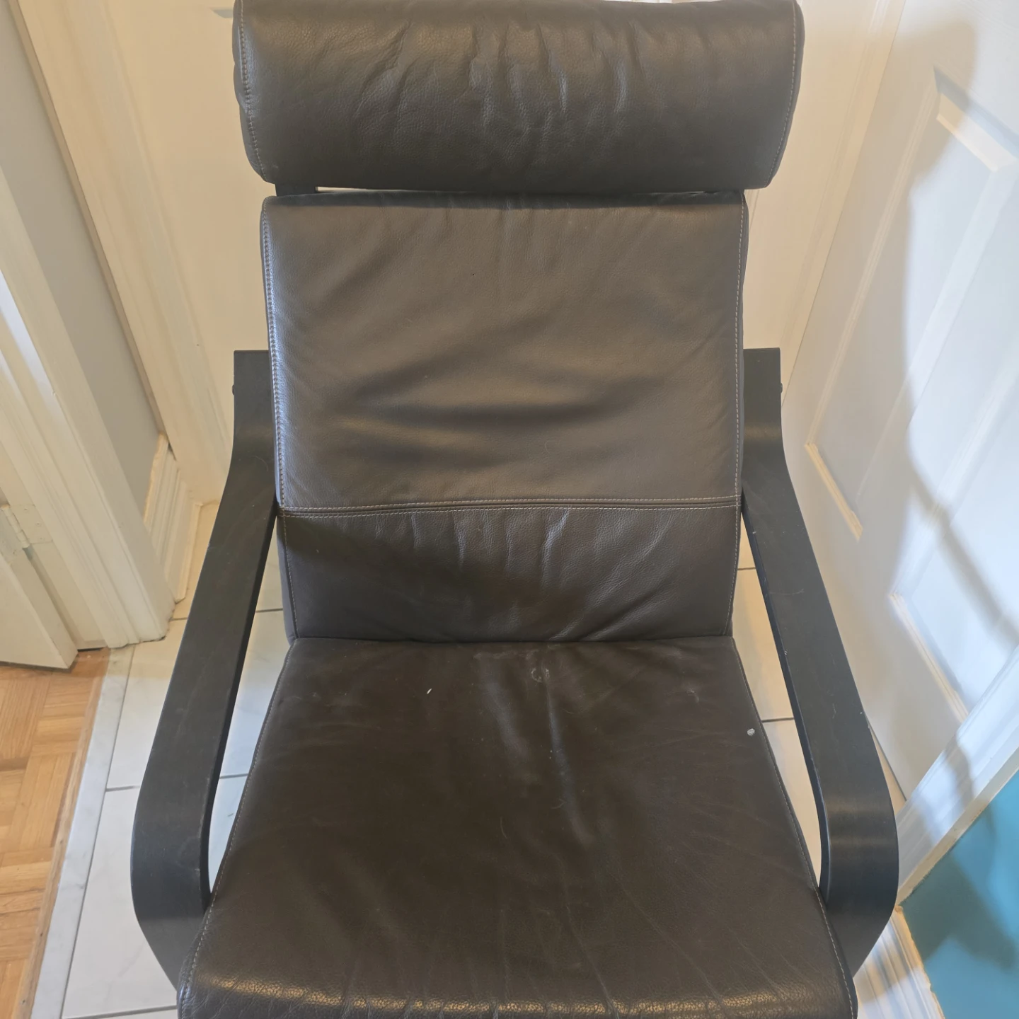 Brown Leather Recliner Chair with Ottoman - photo 4