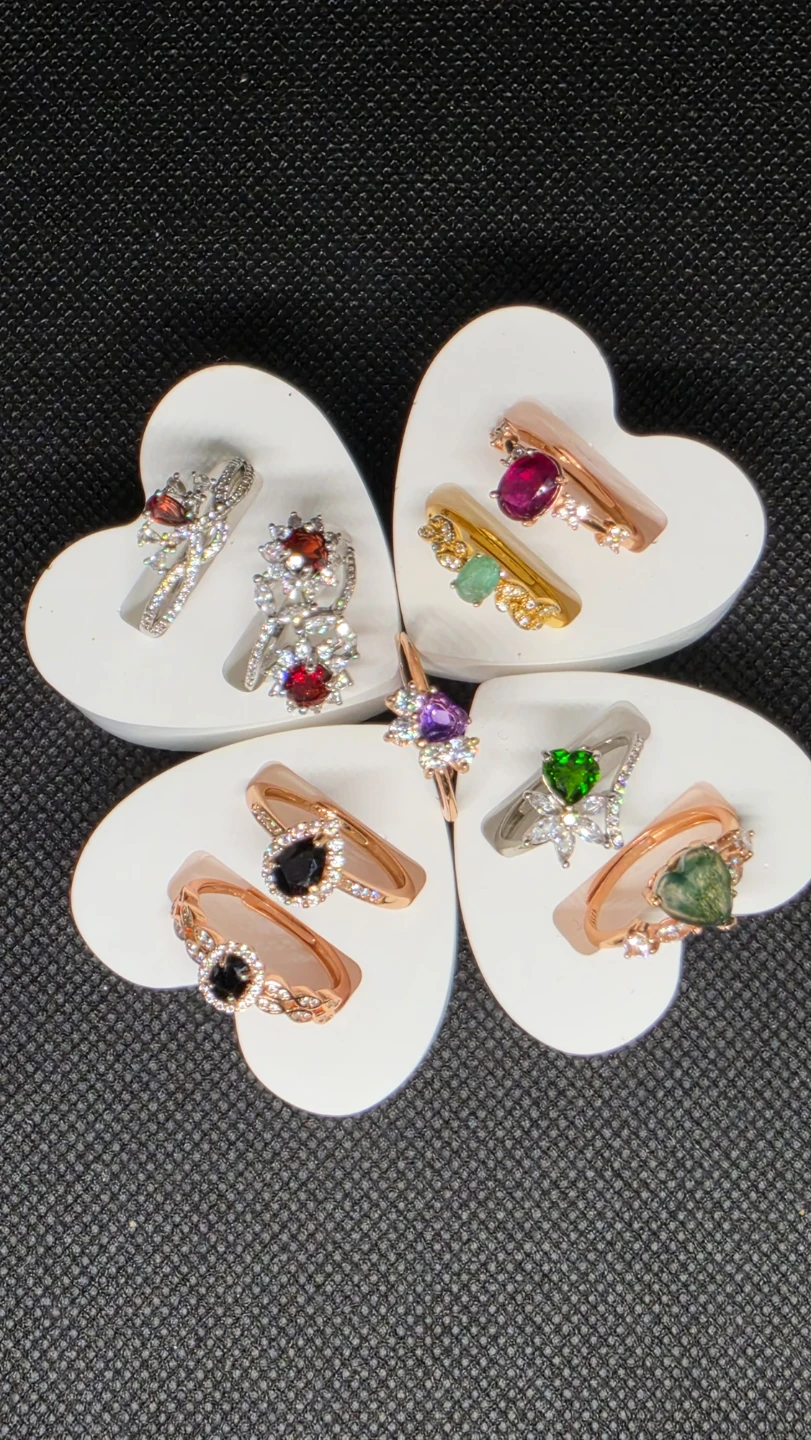 Adjustable S925 Silver Rings with Genuine Gemstones - photo 2