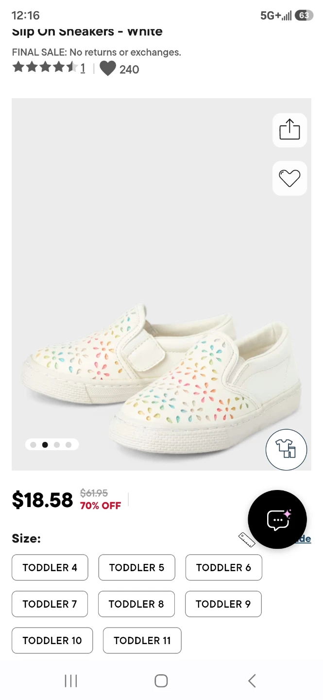 Childrens place White Slip-On Sneakers  toddler size 11