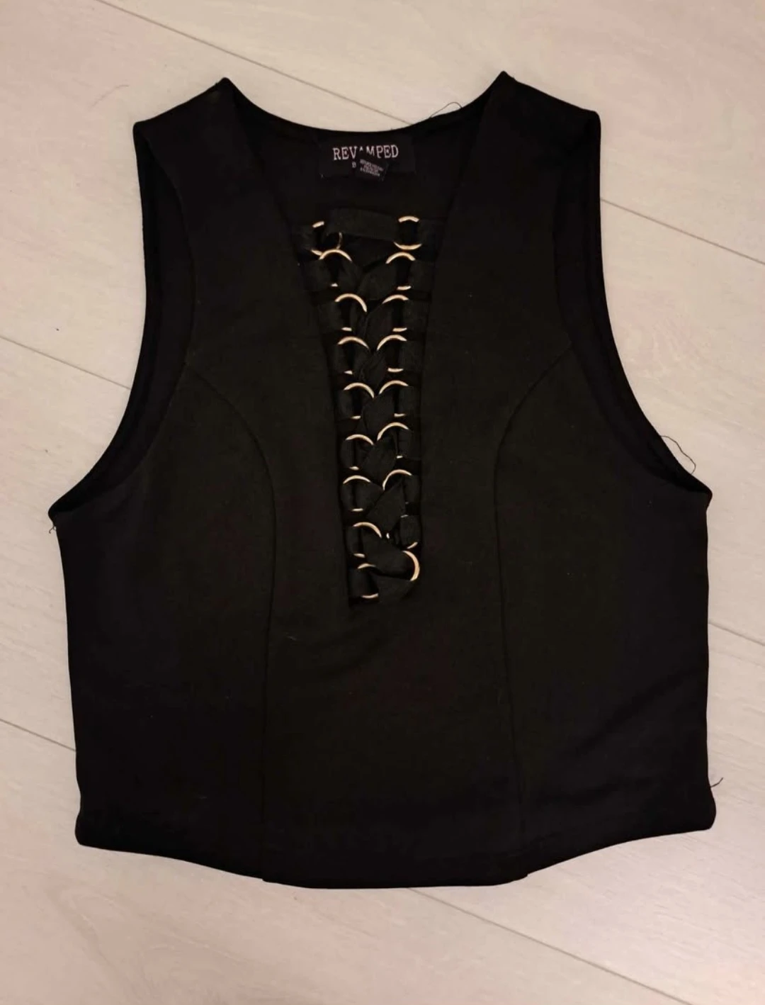 REVAMPED Black Lace-Up Crop Top