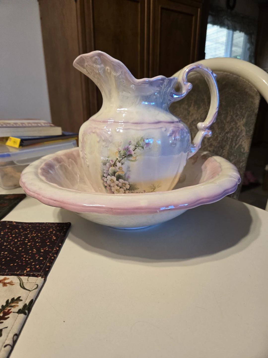 Vintage wash basin and pitcher