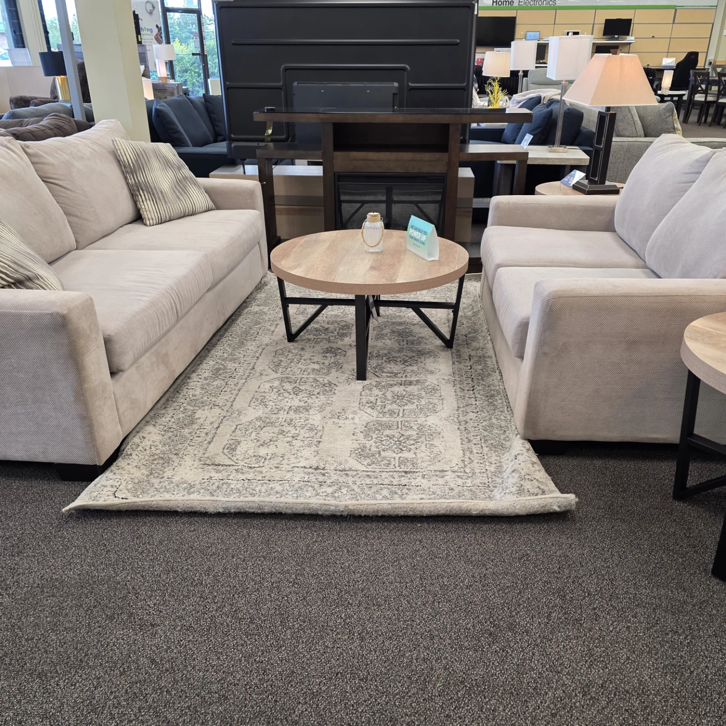 Light Beige Sofa/loveseat with Accent Pillows