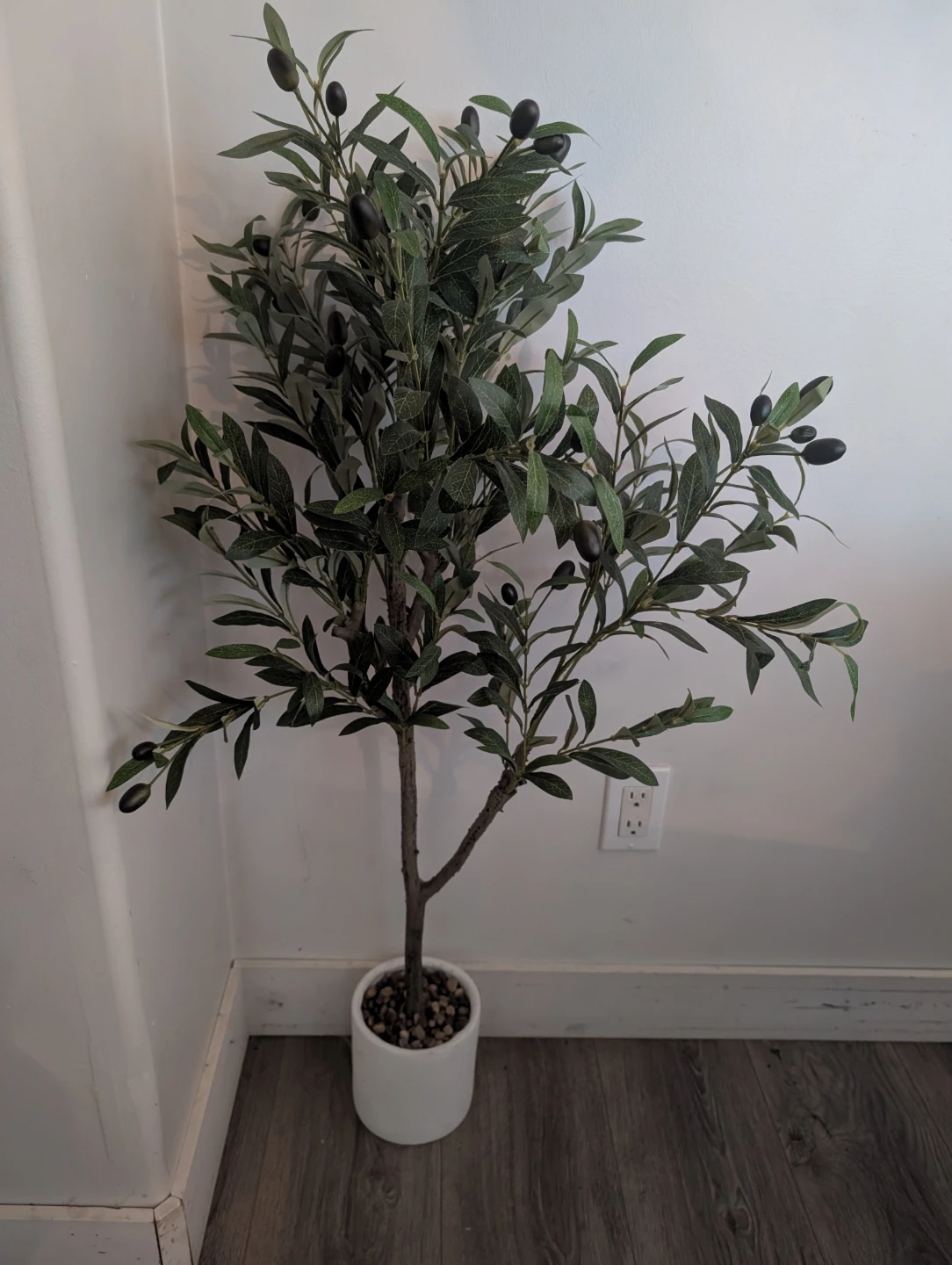 42" tall Artificial Olive Tree in White Pot