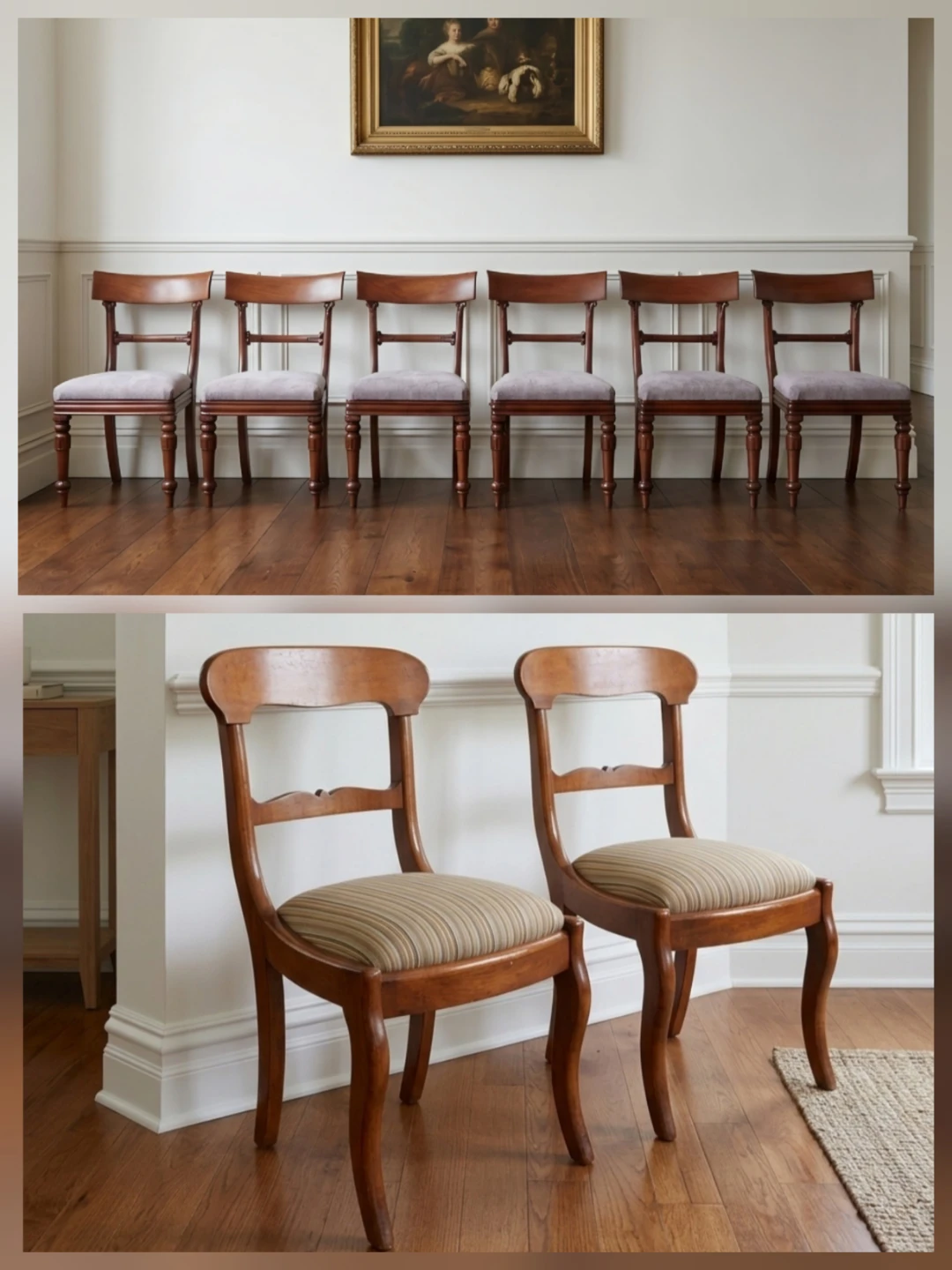 Two Sets of Vintage Dining Chairs
