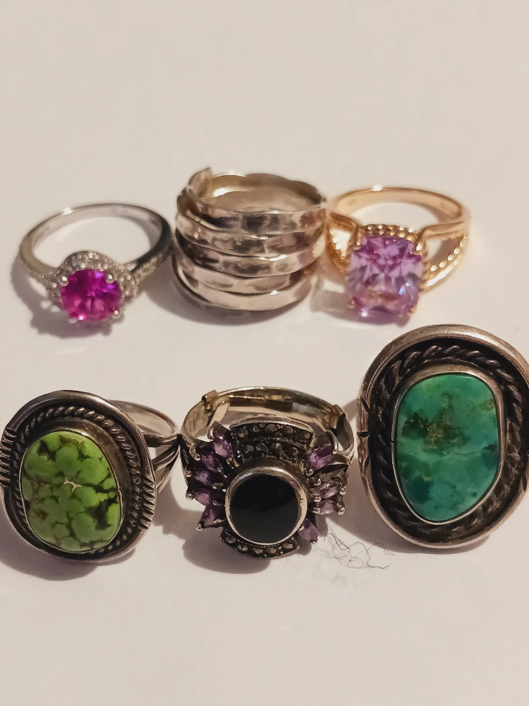 Lot of 6 Assorted STERLING SILVER 925 Gemstone Rings