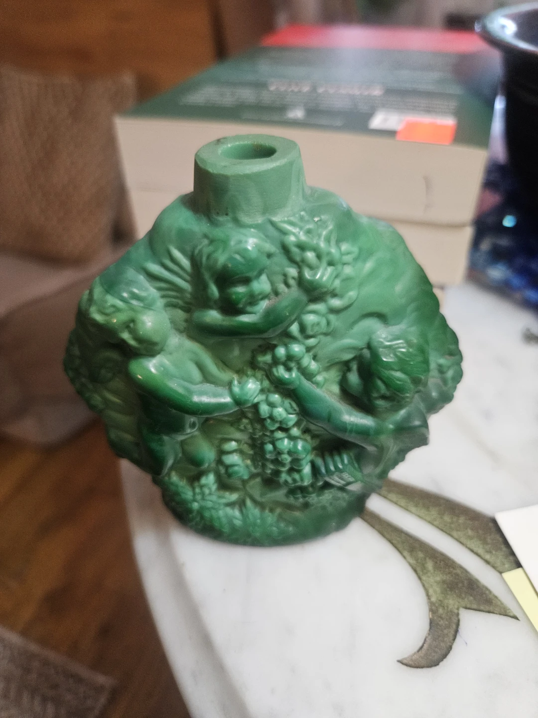 Green Malachit Chech Cherub and Grapevine Decorative Bottle - photo 4