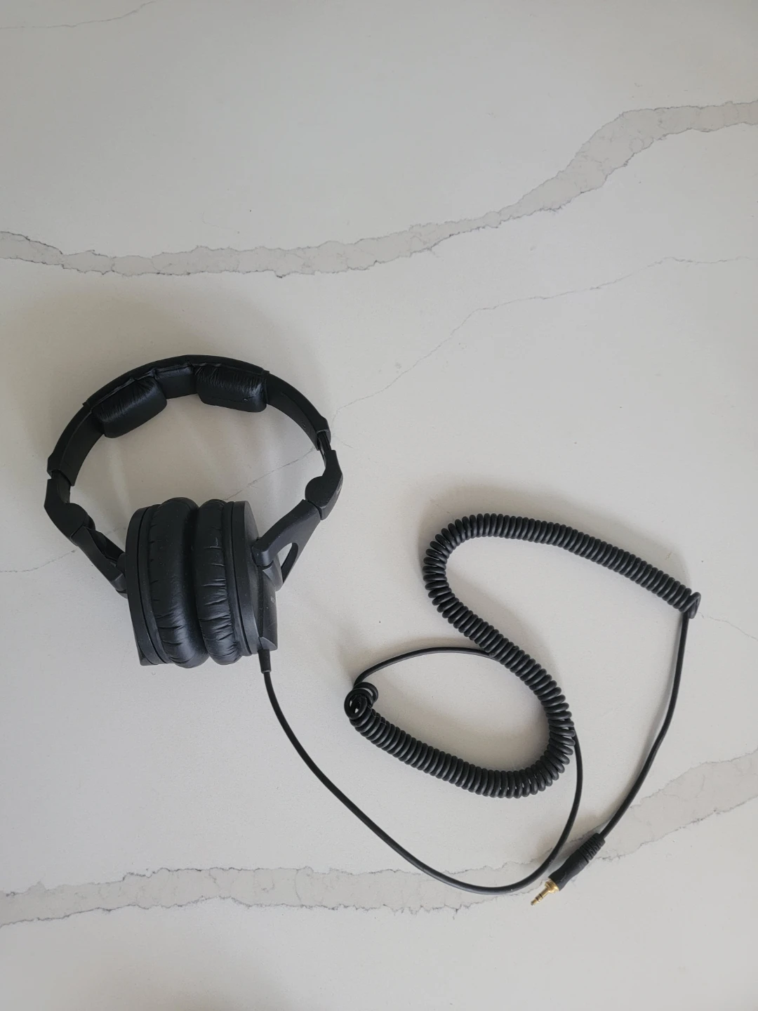 Black Over-Ear Headphones with Coiled Cable