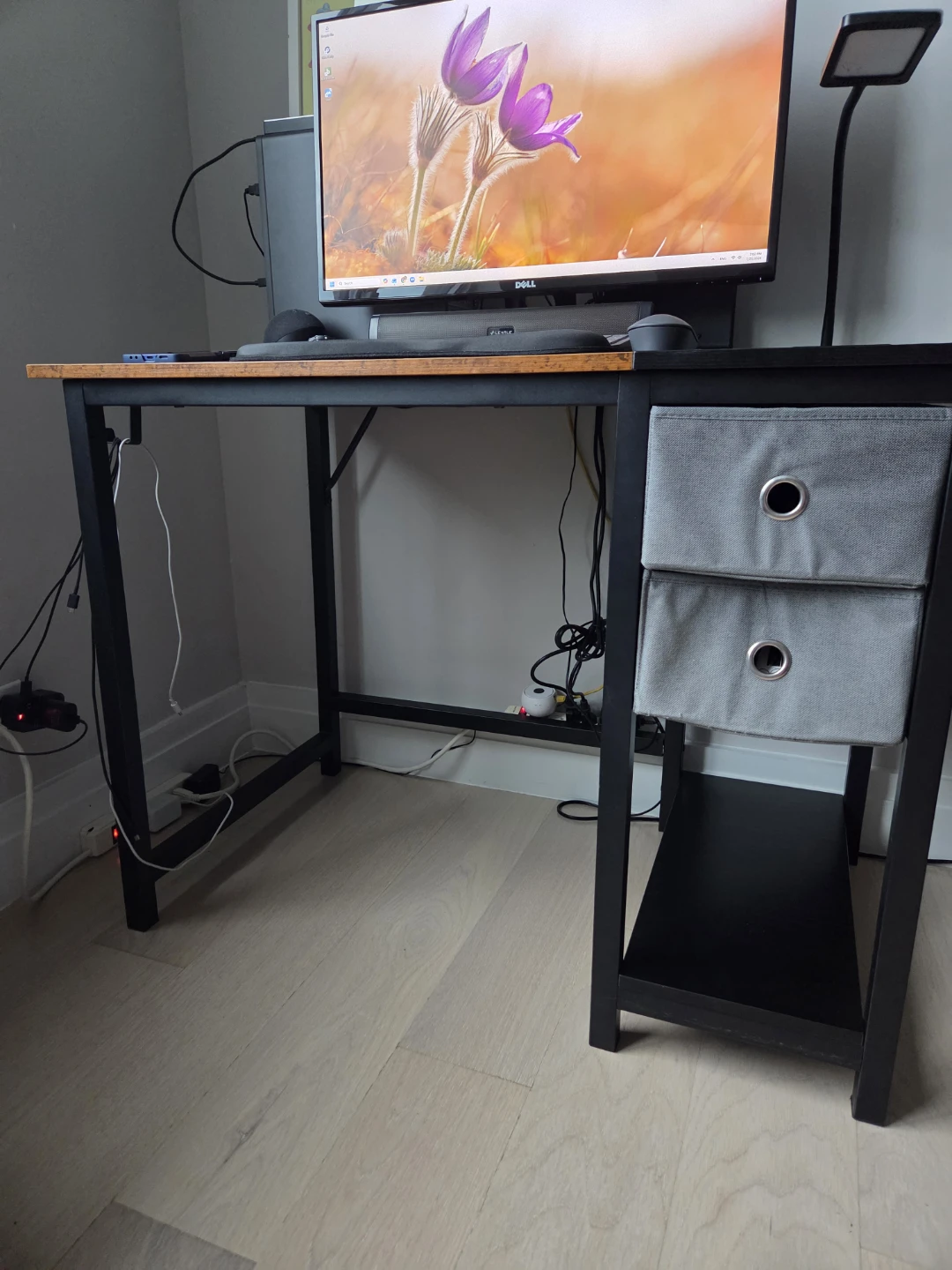 Modern Two-Drawer Desk with Rustic Wood Top - photo 2