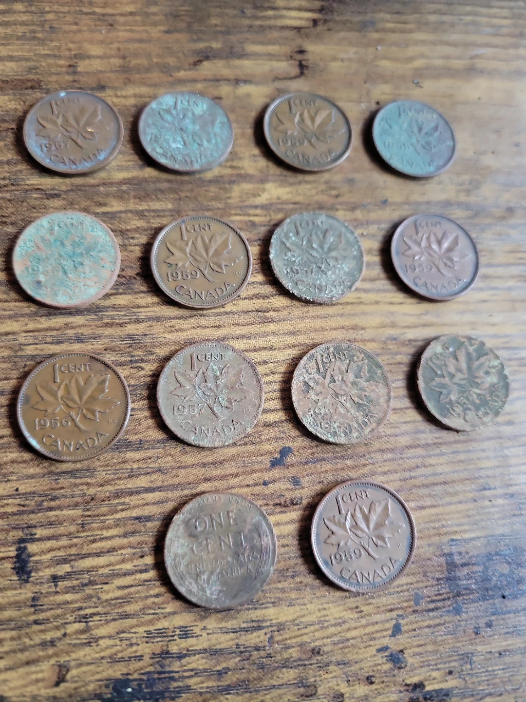 Collection of Vintage Canadian 1950s Pennies