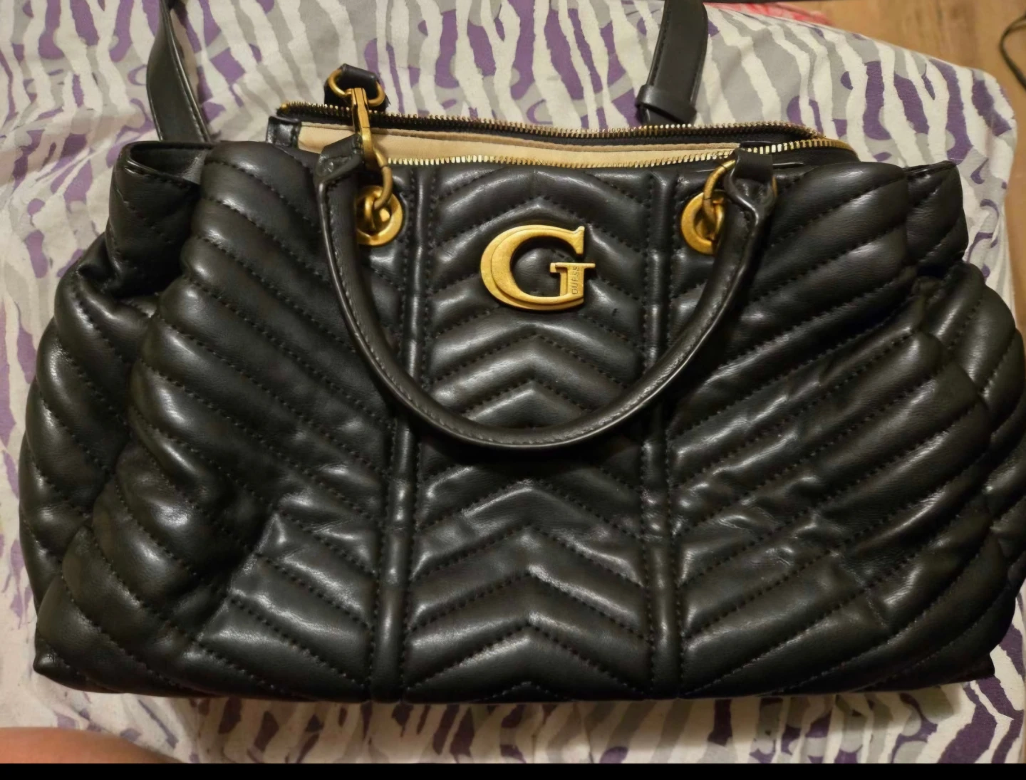 Black Guess Quilted Handbag