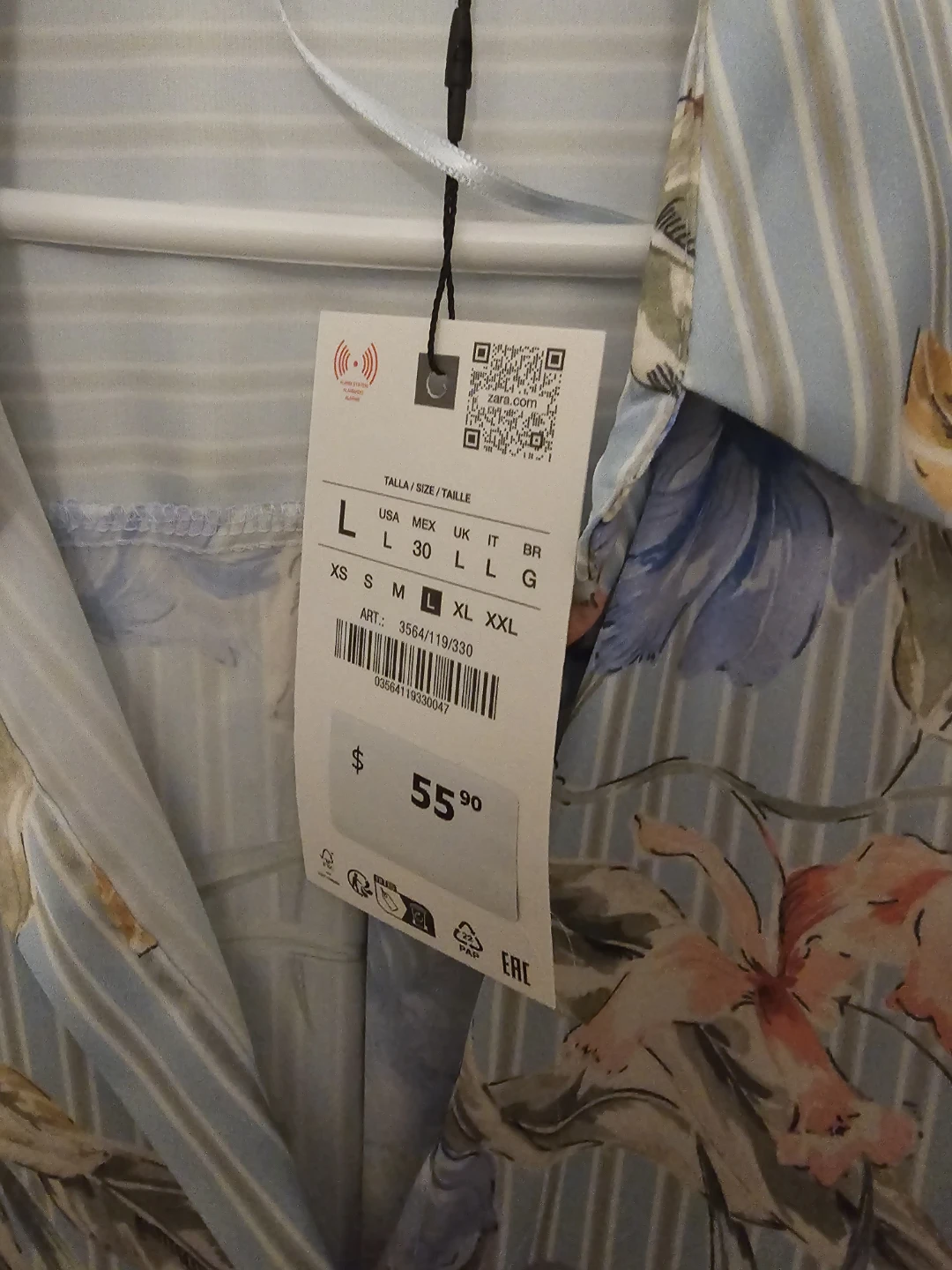 ZARA Women's Floral Striped Button-Up Shirt - Size L - photo 3